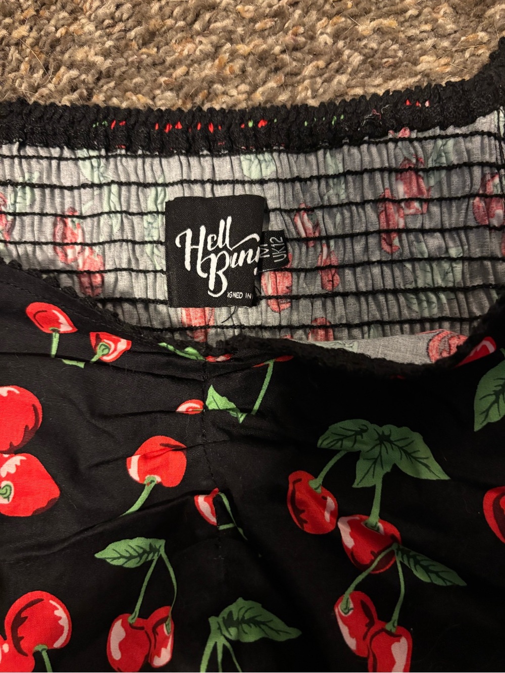 Hell Bunny Black Cherry Print Top - Picture 3 of 3
